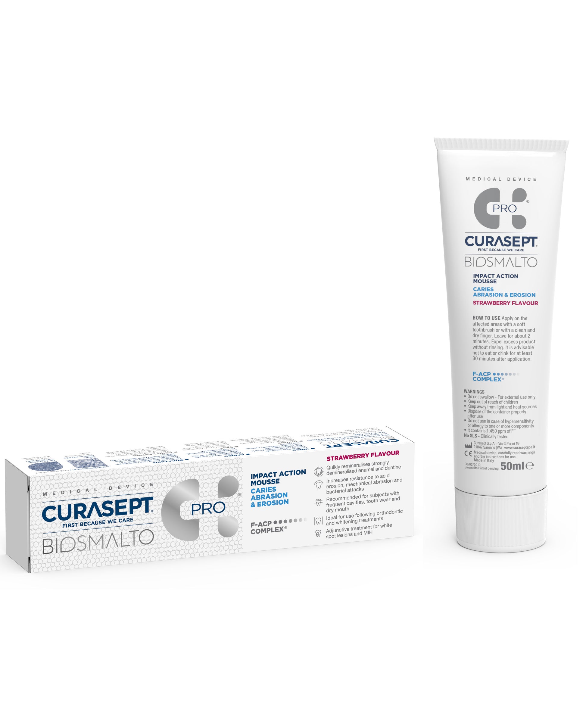 Curasept Biosmalto Mousse Caries, Abrasion, Erosion Strawberry Flavour